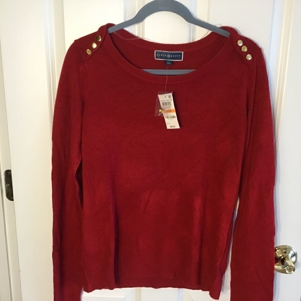 NWT. Karen Scott Red Sweater Size Small